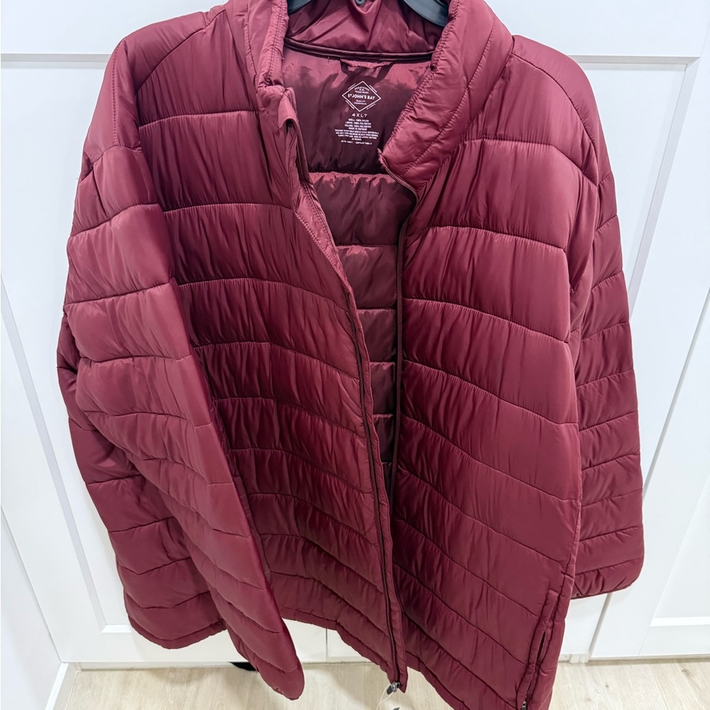 Men’s Burgundy Big & Tall Puffer Jacket